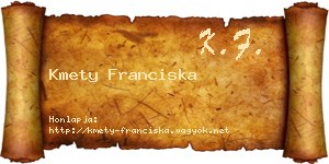 Kmety Franciska névjegykártya